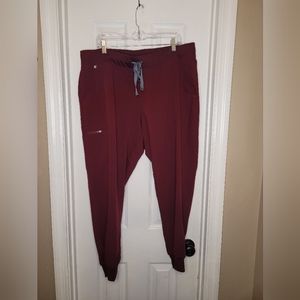 Figs Technical Collection Jogger Maroon Scrub Pants